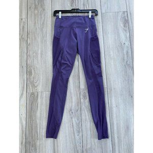 Gymshark Leggings Dry Moisture Management Side Pockets Mesh Size Medium Purple